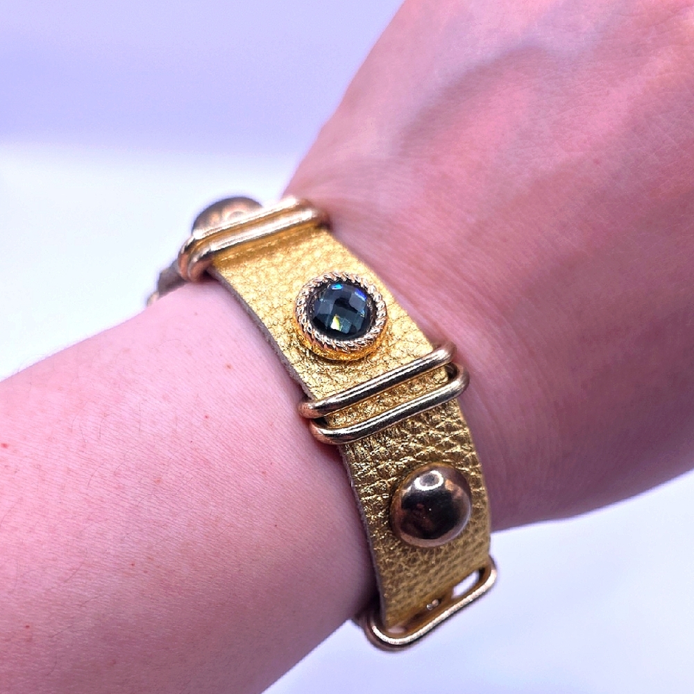 Metallic Gold Soft Leather Adjustable Bracelet